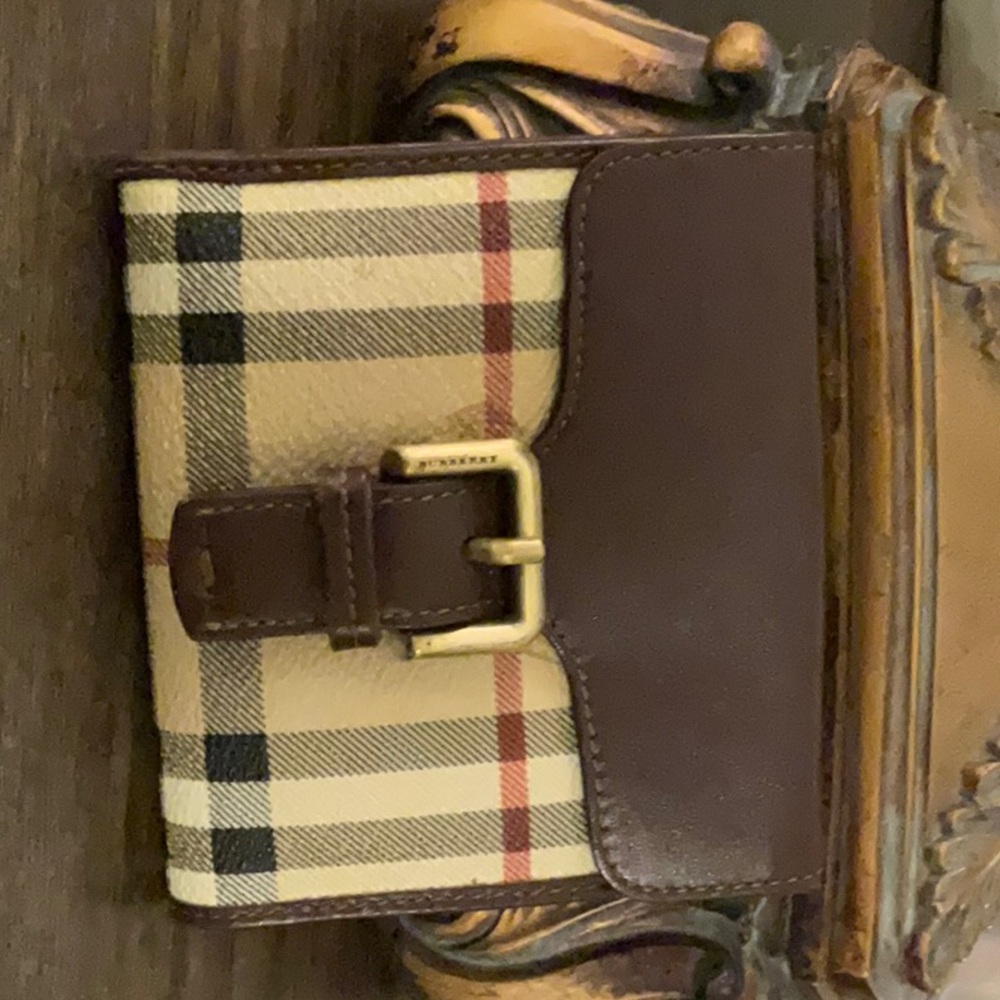 Burberry Plaid Wallet with Brown Leather Trim
